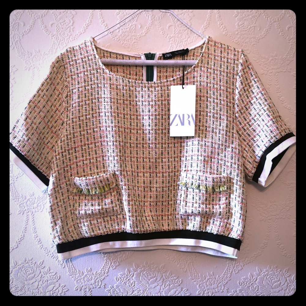 Zara Vintage Inspired Knit Short Sleeve Sweater